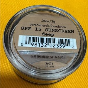 bareMinerals SPF 15 Sunscreen Foundation Color DEEP New Sealed 2g / .06oz